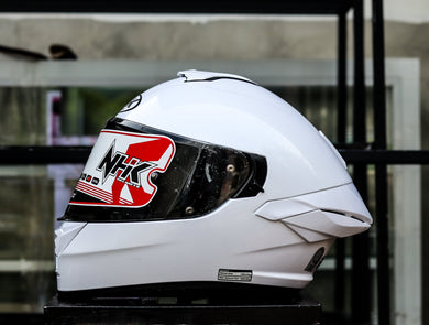 NHK K5R SOLID WHITE PEARL GLOSSY DUAL VISOR