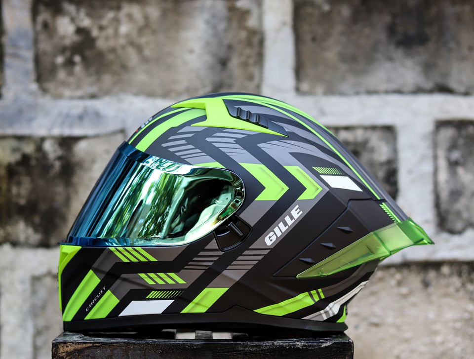 GILLE CIRCUIT MONACO MATTE BLACK GRAY GREEN DUAL VISOR WITH FREE CLEAR LENS