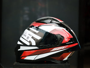 SEC 06656 REVIVE FURIA GLOSS WHITE/BLACK/RED MODULAR WITH FREE CLEAR LENS(DUAL VISOR)