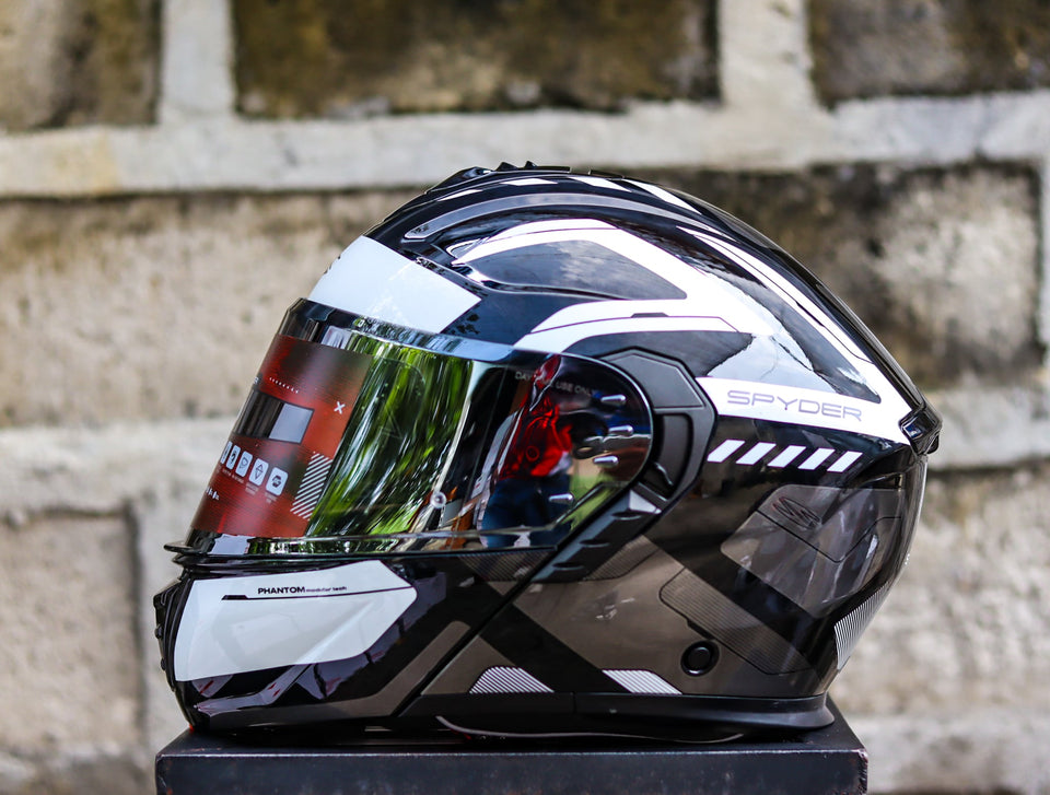 SPYDER PHANTOM GD 3111 SS BLACK WHITE MODULAR DUAL VISOR WITH FREE CLEAR LENS