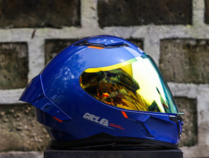 GILLE A118-2 ADIRA PORSCHE BLUE REVO GOLD LENS DUAL VISOR WITH FREEE CLEAR LENS