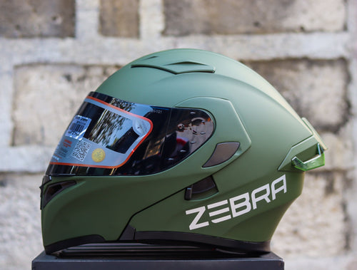 ZEBRA YM 627 MATTE ARMY GREEN MODULAR WITH FREE CLEAR LENS