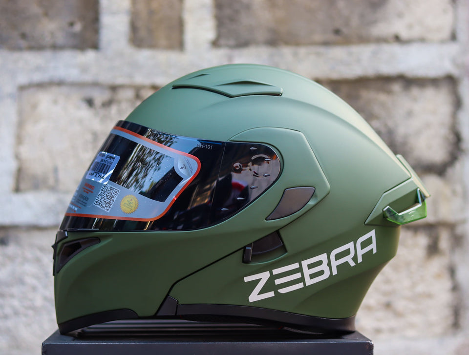 ZEBRA YM 627 MATTE ARMY GREEN MODULAR WITH FREE CLEAR LENS