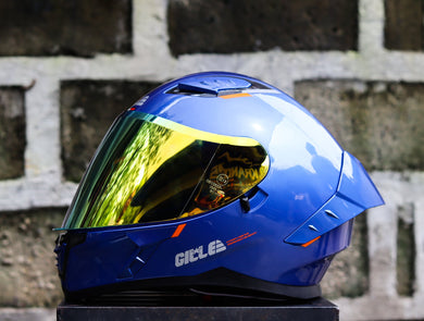 GILLE A118-2 ADIRA PORSCHE BLUE REVO GOLD LENS DUAL VISOR WITH FREEE CLEAR LENS