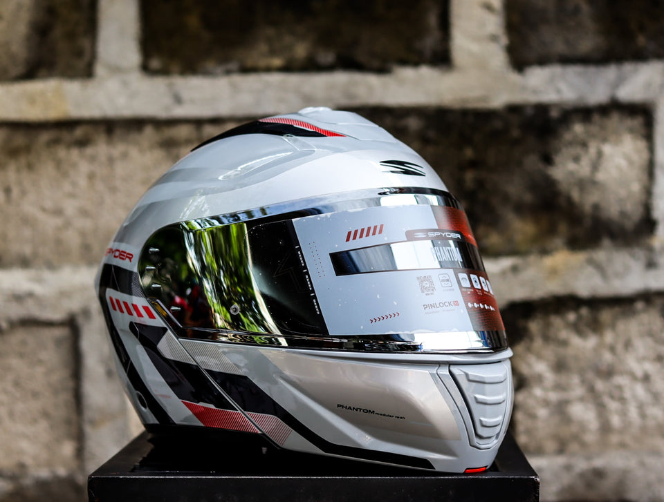 SPYDER PHANTOM GD 4511 SS BATT GRAY SILVER RED MODULAR DUAL VISOR WITH FREE CLEAR LENS