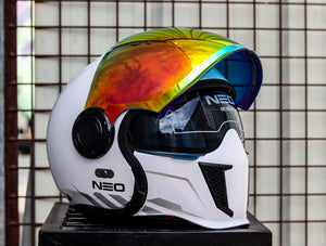 SPYDER NEO ACE PD 1501 FR P. WHITE SILVER SO DUAL VISOR WITH FREE CLEAR LENS