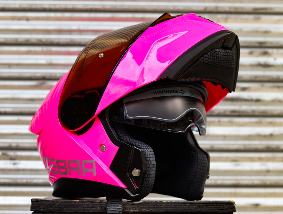 ZEBRA 767 GLOSS PINK MODULAR (DUAL VISOR) WITH FREE CLEAR LENS