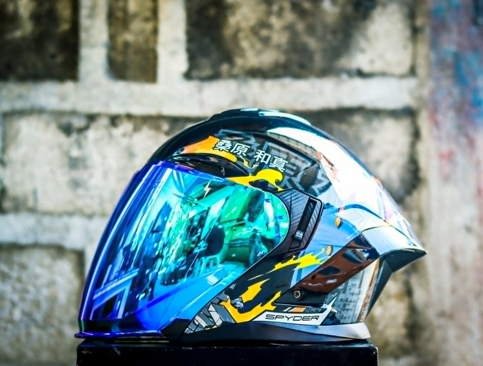 SPYDER BLADE GD 37B1 FB BLACK BLUE KUWABARA SB HALF FACE WITH FREE CLEAR LENS