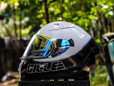 GILLE 135 TWO TONE BLACK WHITE (DUAL VISOR)