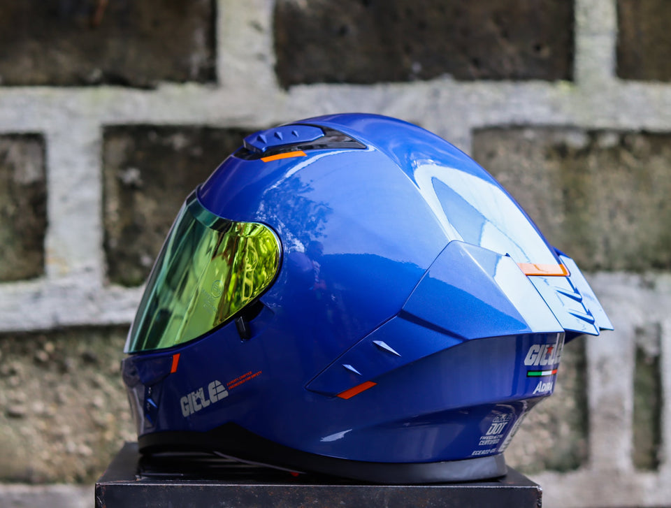 GILLE A118-2 ADIRA PORSCHE BLUE REVO GOLD LENS DUAL VISOR WITH FREEE CLEAR LENS
