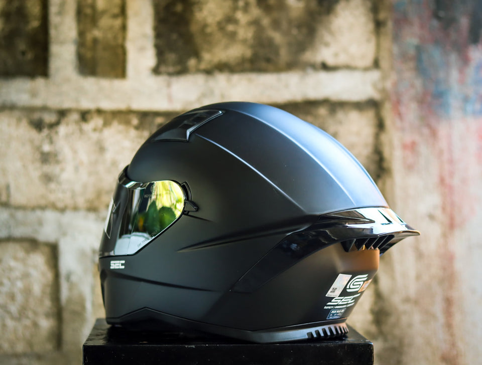 SEC 05922 SAGA PLAIN MATTE BLACK WITH FREE CLEAR LENS(DUAL VISOR)