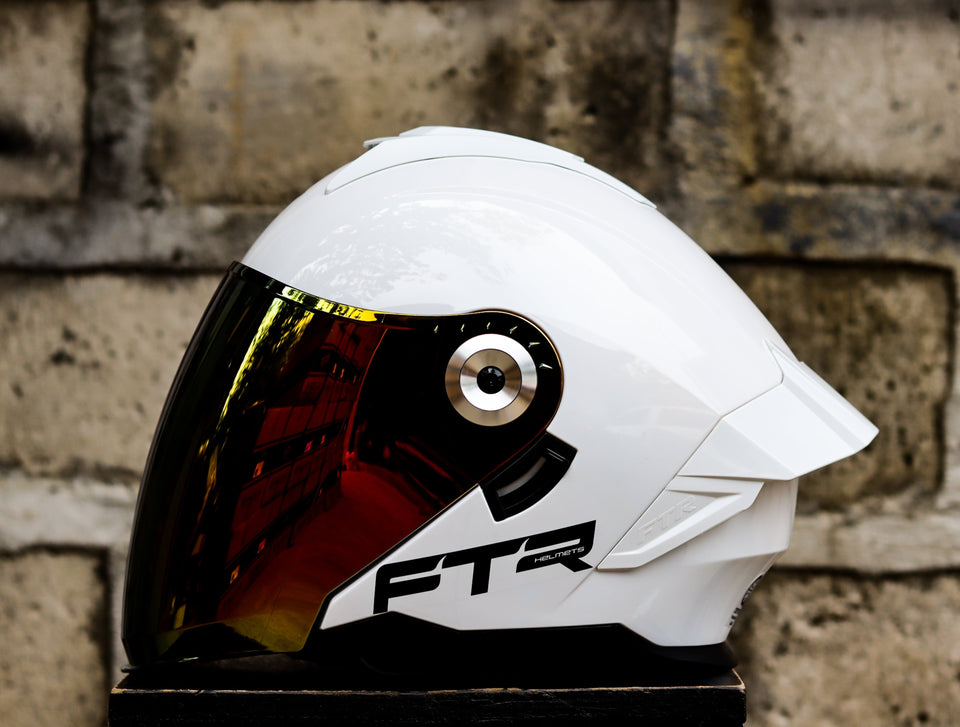 FTR N95 GLOSS PEARL WHITE DUAL VISOR