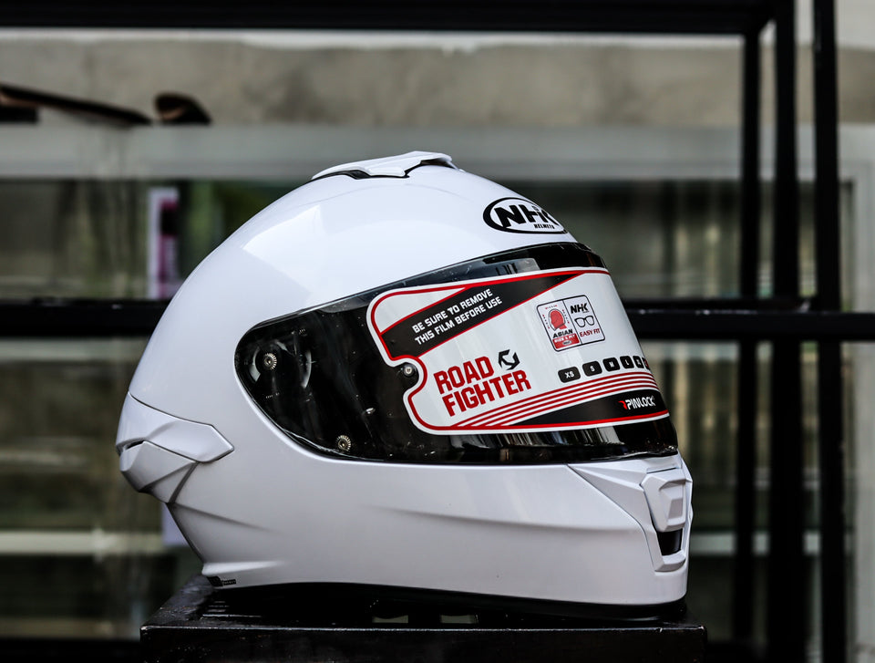 NHK K5R SOLID WHITE PEARL GLOSSY DUAL VISOR