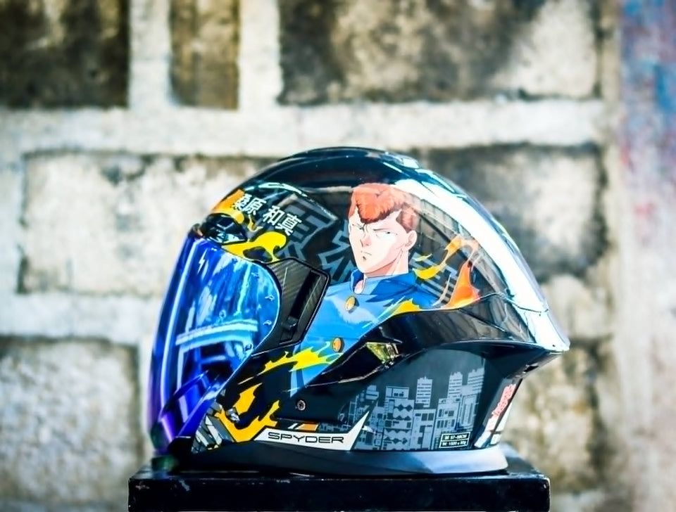 SPYDER BLADE GD 37B1 FB BLACK BLUE KUWABARA SB HALF FACE WITH FREE CLEAR LENS