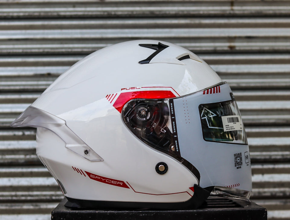 SPYDER FUEL PD 1601 FR ARTIC WHITE RED SO V2 DUAL VISOR WITH FREE CLEAR LENS