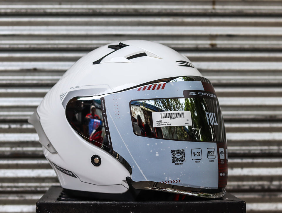 SPYDER FUEL PD 1501 SS ARTIC WHITE SILVER SO V2 DUAL VISOR WITH FREE CLEAR LENS