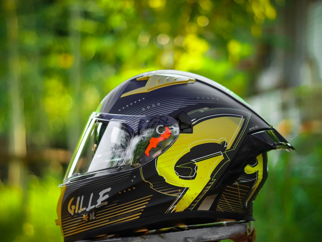 GILLE GTS V1 135 XSABER MATTE BLACK GOLD! FREE CLEAR LENS & SPOILER (DUAL VISOR)