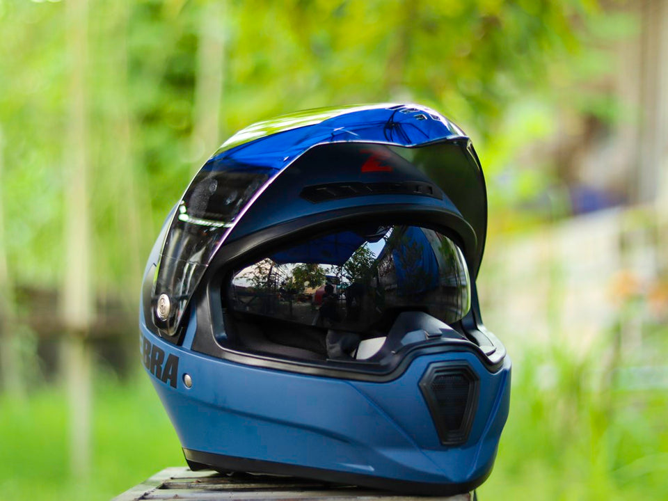 ZEBRA 619 MATTE BLUE!! FREE CLEAR LENS (DUAL VISOR)