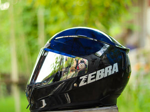 ZEBRA 619 GLOSS BLACK!! FREE CLEAR LENS (DUAL VISOR)