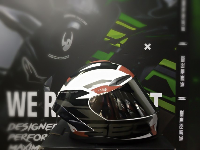 SEC ACE SPORT WHITE BLACK RED!! WITH FREE CLEAR LENS (DUAL VISOR)