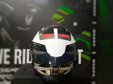 SEC ACE SPORT WHITE BLACK RED!! WITH FREE CLEAR LENS (DUAL VISOR)