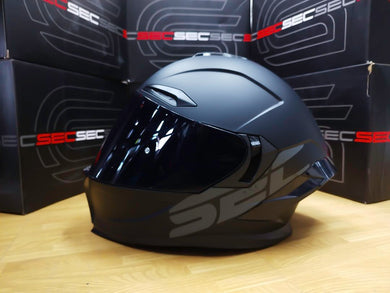 SEC ACE - SOLID MATTE BLACK!! WITH FREE CLEAR LENS (DUAL VISOR)
