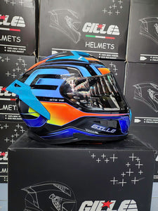 GILLE Z-501 (GTS V2) MASTER BLACK BLUE! FREE CLEAR LENS WITH BUILT IN SPOILER (DUAL VISOR)