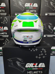 GILLE Z- 501 (GTS V2) MASTER WHITE GREEN! FREE CLEAR LENS WITH BUILT IN SPOILER (DUAL VISOR)