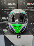 GILLE Z- 501 (GTS V2) MASTER WHITE GREEN! FREE CLEAR LENS WITH BUILT IN SPOILER (DUAL VISOR)