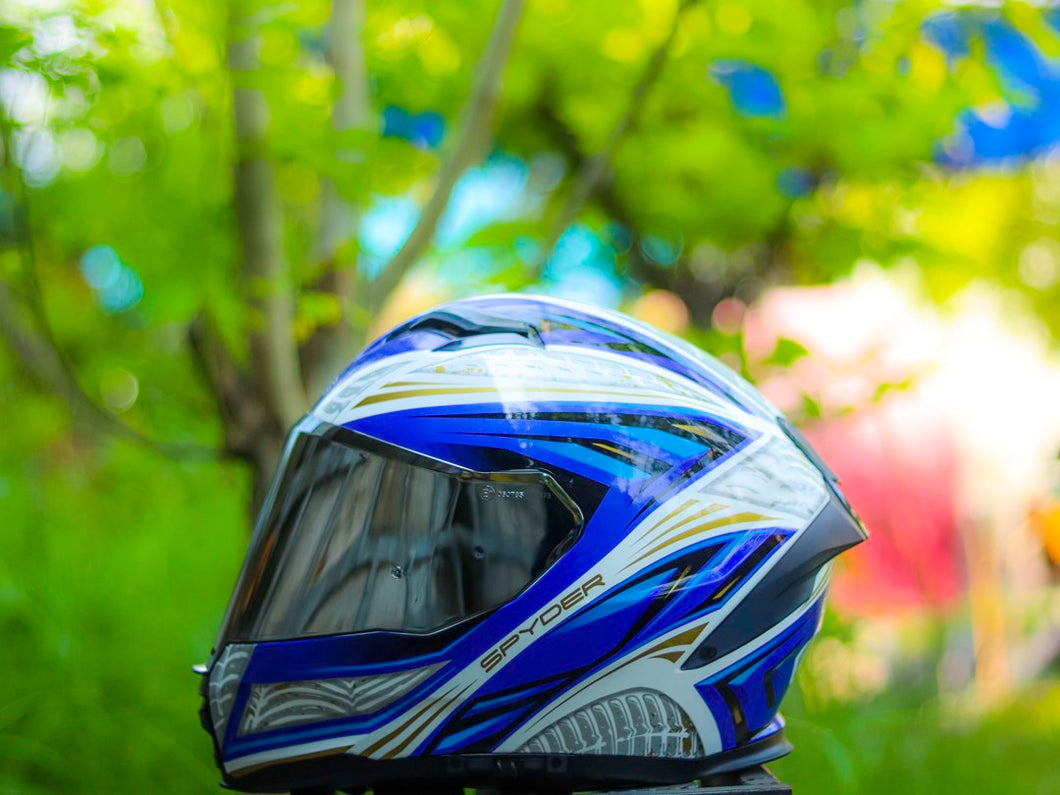 SPYDER CORSA GD 1711 SS WHITE BLUE GOLD!! WITH FREE CLEAR LENS (DUAL VISOR)