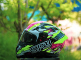 SPYDER RECONE + GD 9021 S N. YELLOW PINK!! WITH FREE CLEAR LENS, AND SPOILER (DUAL VISOR)