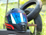 SEC HERO SOLID MATTE BLACK RED!! WITH FREE CLEAR LENS (DUAL VISOR)