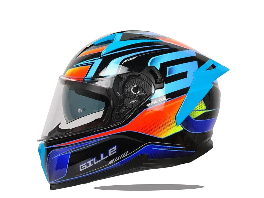 GILLE Z-501 (GTS V2) MASTER BLACK BLUE! FREE CLEAR LENS WITH BUILT IN SPOILER (DUAL VISOR)