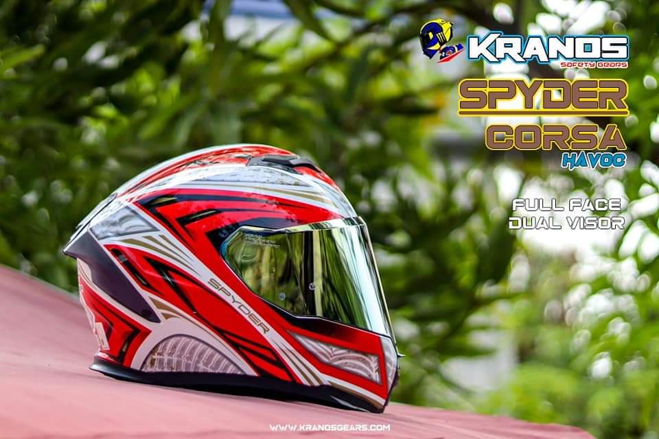SPYDER CORSA GD 1611 GS WHITE RED GOLD!!WITH FREE CLEAR LENS (DUAL VISOR)