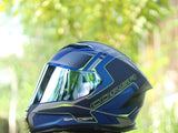 SPYDER CORSA 7N61M BS MATTE NAVY BLUE N. YELLOW SILVER!!WITH FREE CLEAR LENS (DUAL VISOR)