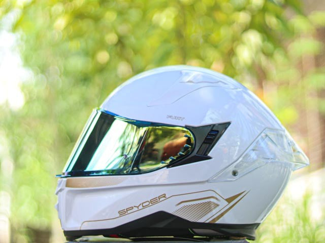 SPYDER FURY 1G01 ARTIC WHITE GOLD V2!! FREE CLEAR LENS (DUAL VISOR)