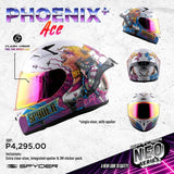 SPYDER PHOENIX+ 17N5 FP NEO SERIES ACE WHITE PINK!!FREE CLEAR LENS BUILT IN SPOILER (SINGLE VISOR)
