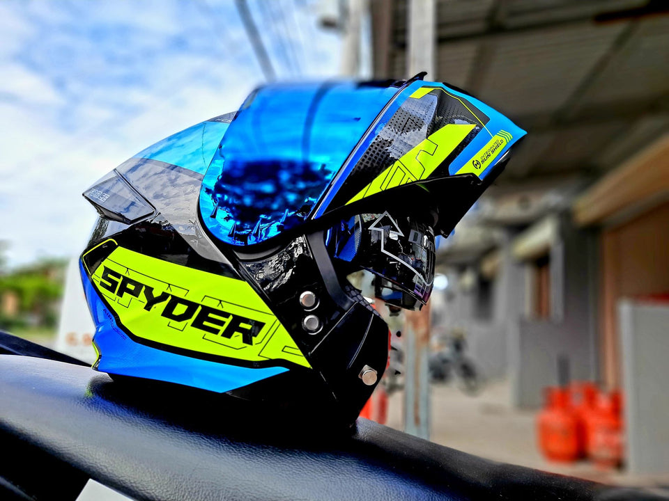SPYDER MODULAR FORCE GD 3711 BSIB SHINY BLACK BLUE!! BLUE LENS INTALLED FREE CLEAR LENS (DUAL VISOR)