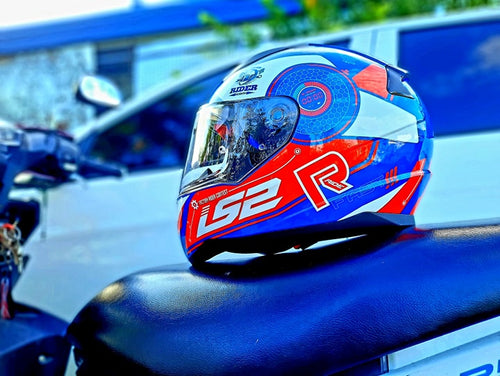 F353 LS2 RAPID FULL FACE STRATUS BLUE RED WHITE!! WITH FREE SMOKE LENS (SINGLE VISOR)