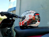 FF353 LS2 RAPID FULL FACE NAUGHTY WHITE RED!! WITH FREE CLEAR LENS (SINGLE VISOR)