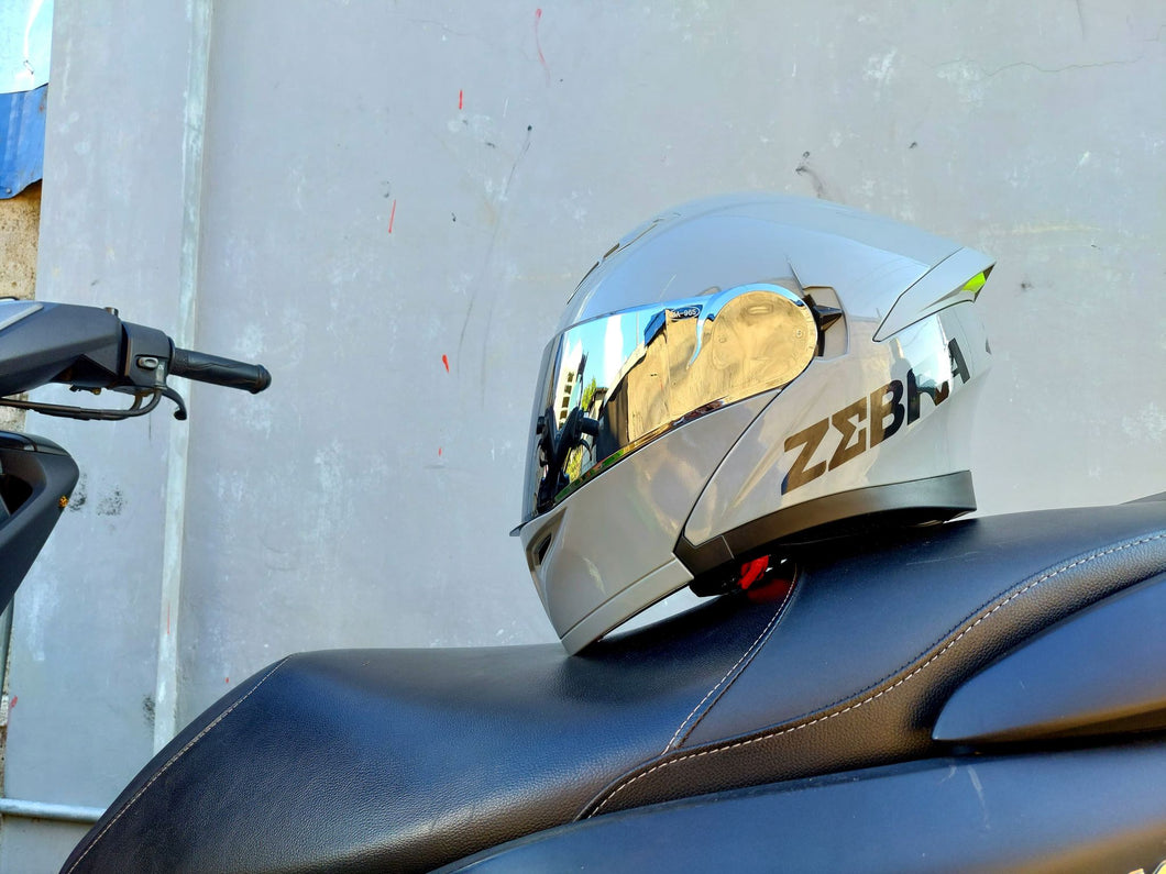 ZEBRA 798 PLAIN GLOSS GRAY WITH FREE CLEAR LENS (DUAL VISOR)
