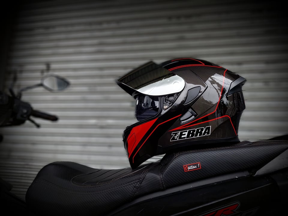 ZEBRA FF805 MODULAR #5 BLACK RED! FREE CLEAR LENS (DUAL VISOR)