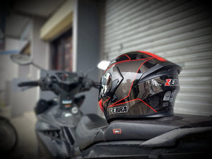 ZEBRA FF805 MODULAR #5 BLACK RED! FREE CLEAR LENS (DUAL VISOR)