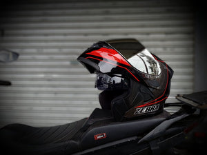 ZEBRA FF805 MODULAR #5 BLACK RED! FREE CLEAR LENS (DUAL VISOR)