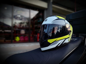 SEC RISE V.2  MODULAR MATTE BLACK NEON YELLOW WITH FREE CLEAR LENS (DUAL VISOR)