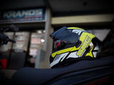 SEC RISE V.2  MODULAR MATTE BLACK NEON YELLOW WITH FREE CLEAR LENS (DUAL VISOR)