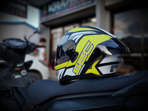 SEC RISE V.2  MODULAR MATTE BLACK NEON YELLOW WITH FREE CLEAR LENS (DUAL VISOR)