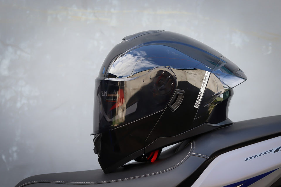 SEC RISE V.2 MODULAR GLOSS BLACK WITH FREE CLEAR LENS (DUAL VISOR)