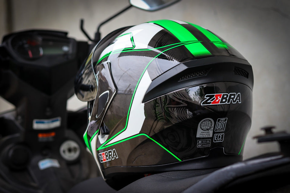 ZEBRA FF805 #5 MODULAR GLOSS WHITE GREEN! FREE CLEAR LENS (DUAL VISOR)