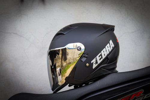 ZEBRA 902 HALF FACE SOLID MATTE BLACK!! WITH FREE CLEAR LENS (DUAL VISOR)